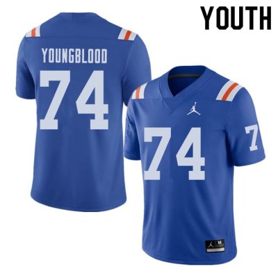 Youth Florida Gators #74 Jack Youngblood NCAA Jordan Brand Royal Throwback Alternate Authentic Stitched College Football Jersey GKT7562MH